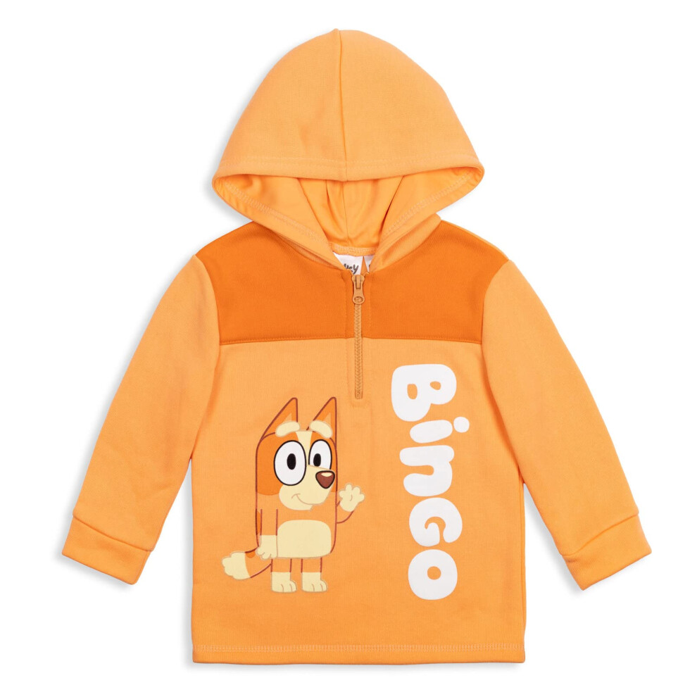 Bluey Bingo Toddler Boys Fleece Half Zip Hoodie Orange 3T