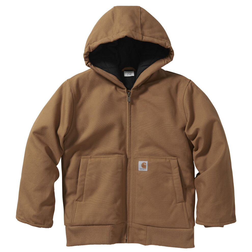 Carhartt Boys' Flannel-Lined Hooded Canvas Insulated Zip-Up Jacket  Br