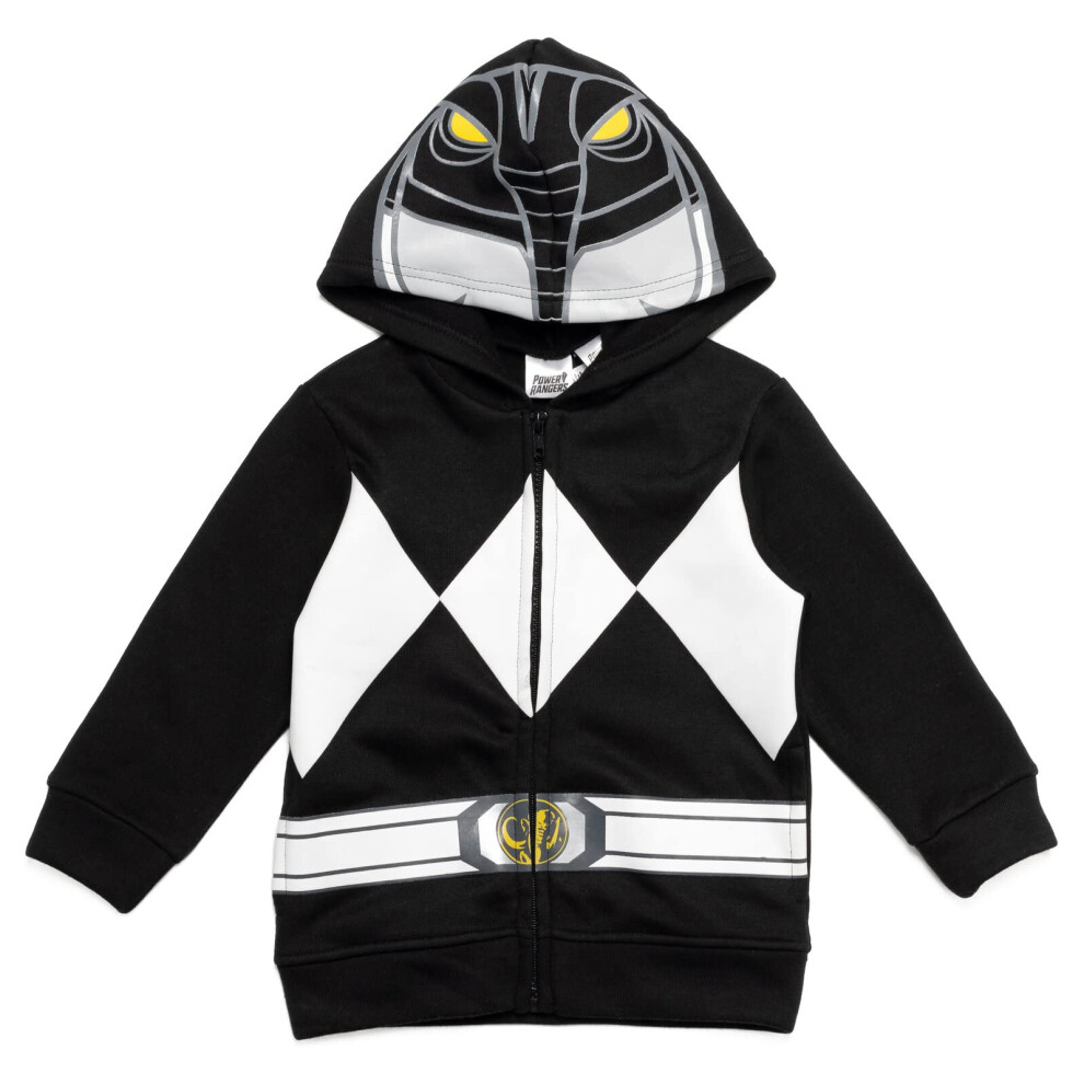 Power Rangers Black Ranger Big Boys Fleece Zip Up Hoodie 10-12