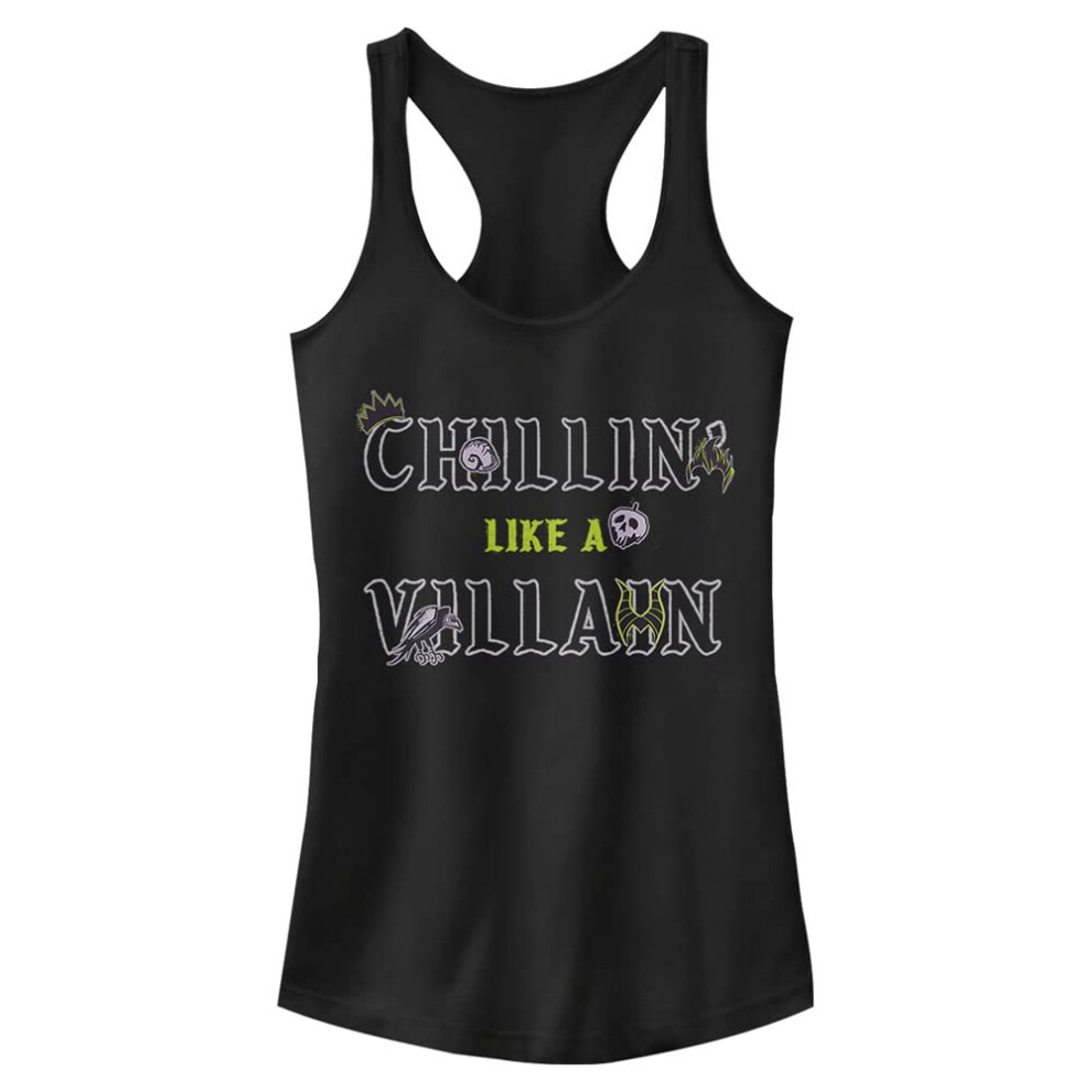 Disney Women's Chillin Villain Patches Junior's Racerback Tank Top  Bl