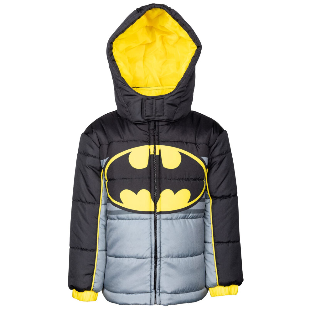 DC Comics Justice League Batman Big Boys Zip Up Puffer Jacket Gray 10-