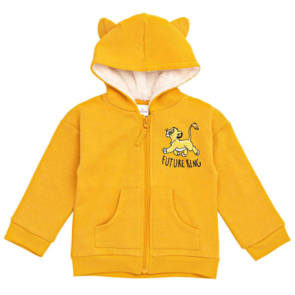 Disney Lion King Simba Toddler Boy Girl Fleece Zip Up Hoodie Yellow 4T