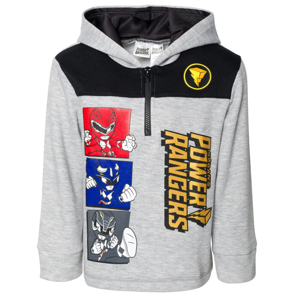 Power Rangers Little Boys Fleece Half Zip Hoodie Gray 7-8