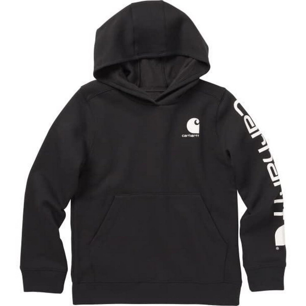 Carhartt Boys' Long Sleeve Hooded Sweatshirt  Caviar Black  Large (14/