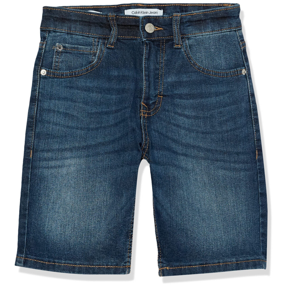 Calvin Klein Boys' Relaxed Fit Denim Shorts  5-Pocket Style  Zipper Fl