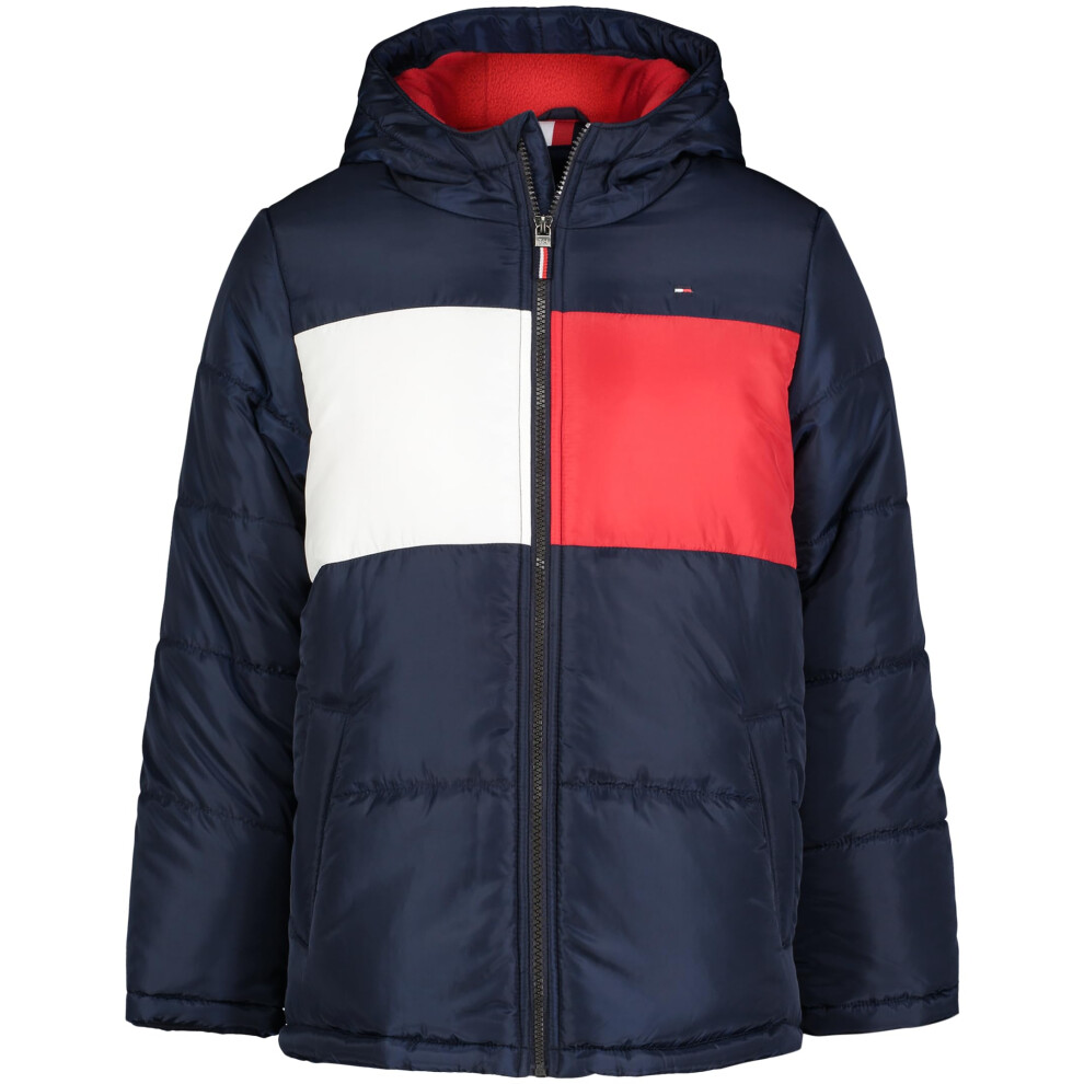 Tommy Hilfiger Boys' Heavy Weight Hooded Puffer Jacket with Polar Flee