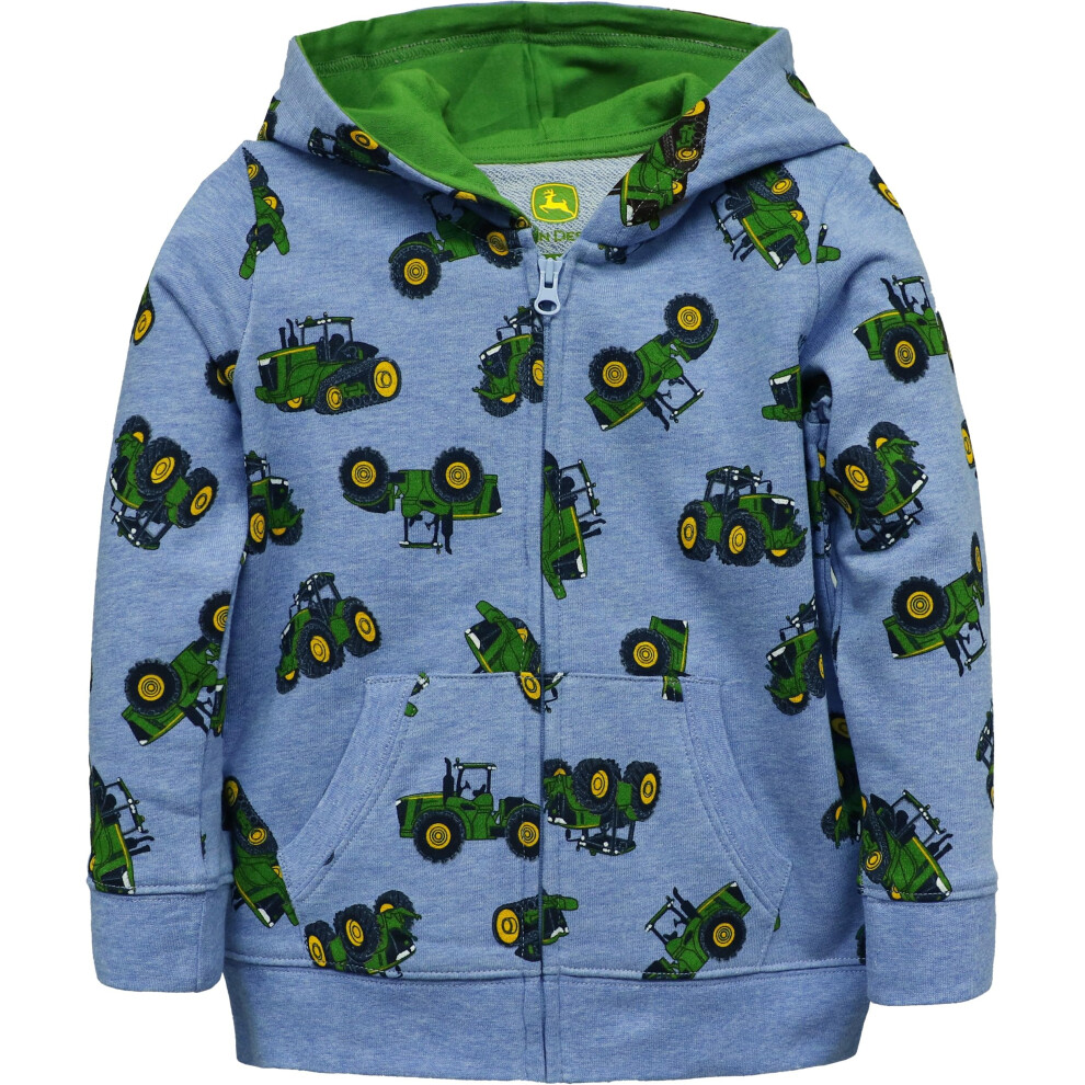 John Deere Kids Clothes Boys Hoodie Zip Up Sweatshirt Tractor Pattern