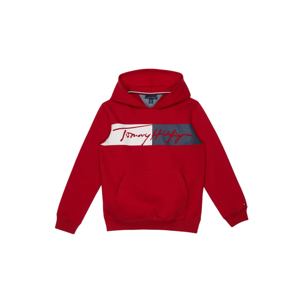 Tommy Hilfiger Boys' Long Sleeve Fleece Pull-Over Hoodie  Scarlet Sage