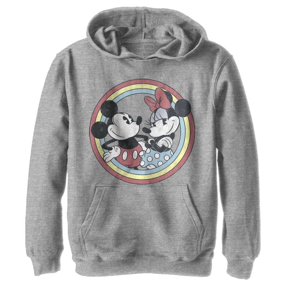 Disney Boy's Mickey Minnie Circle Hoodie  Athletic Heather  Large