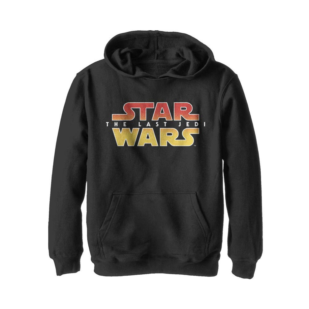 Star Wars Boy's Textured Logo Hoodie  Black  Large