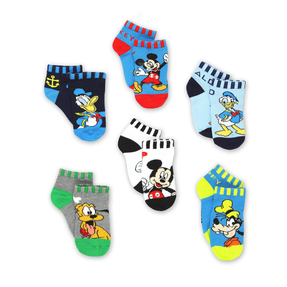 Mickey Mouse Pluto Goofy Donald Duck Toddler 6 Pack Quarter Socks Set