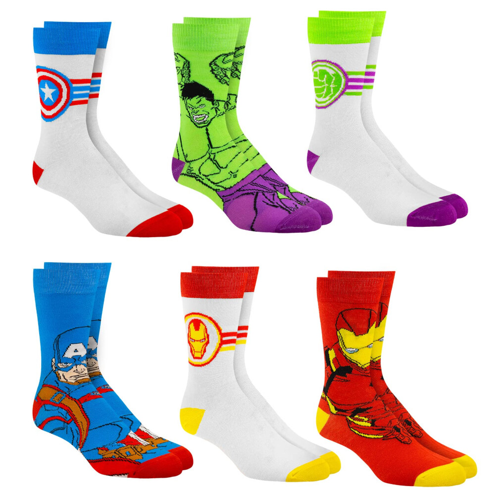 Marvel Legends Socks for Boys & Men  6-Pack Socks for Men & Boys Socks