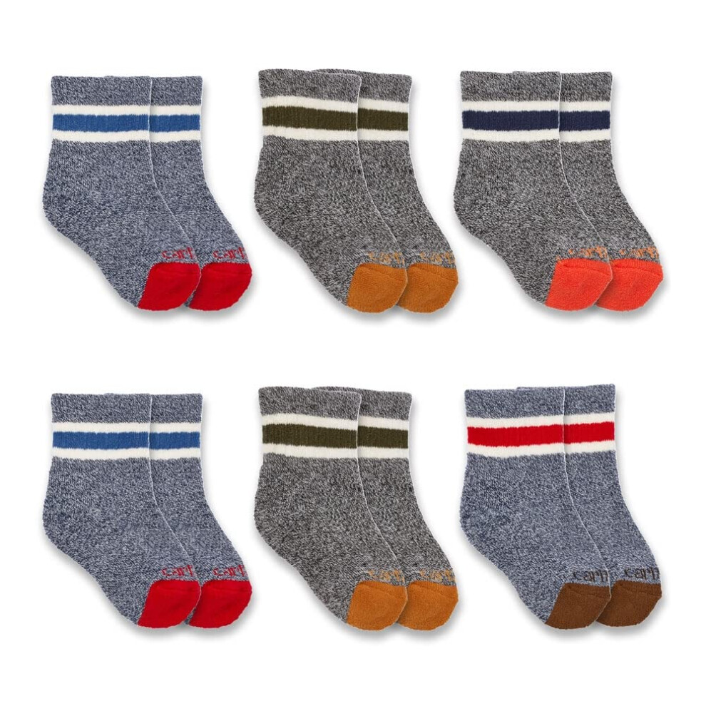 Carhartt Kids' Midweight Camp Crew Sock 6 Pack  Assorted 1 Multi  Medi