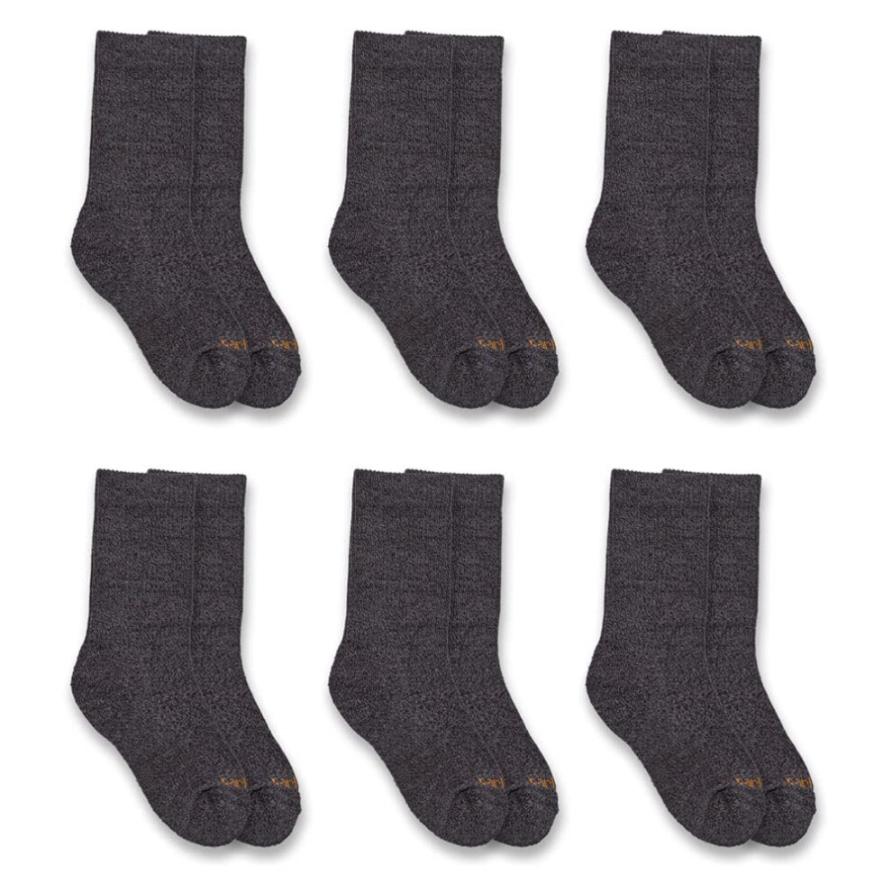 Carhartt Kids' Lightweight Crew Sock 6 Pack  Black  Large