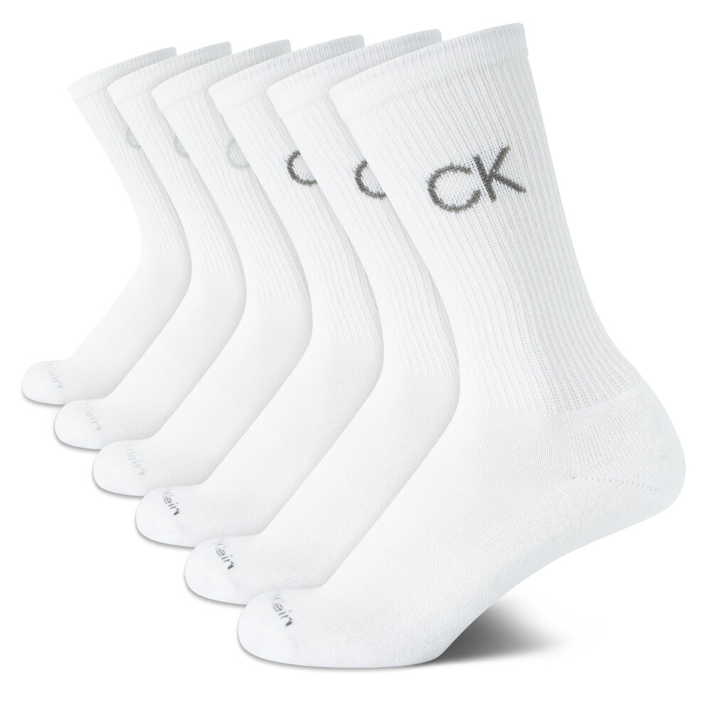 Calvin Klein Boys' Socks - Cushion Crew Cut Socks (6 Pack)  Size Large