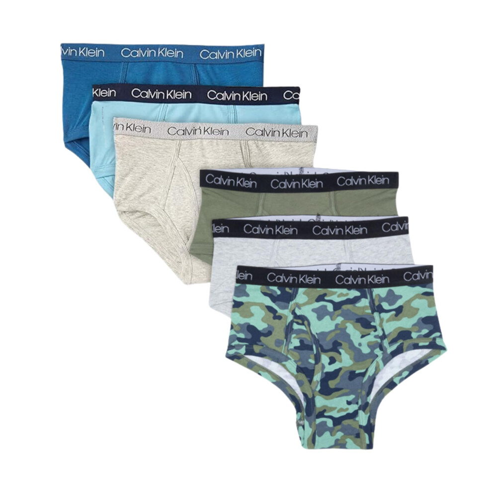 Calvin Klein Boys' Modern Cotton Assorted Briefs 6 Pack  Green CAMO/Ol