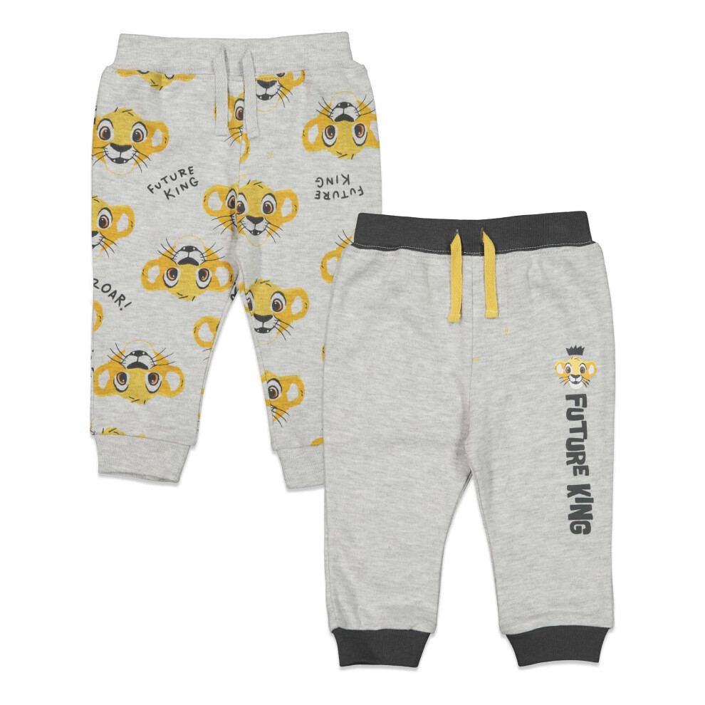 Disney Lion King Simba Newborn Baby Boys 2 Pack Pants White/Gray 3-6 M