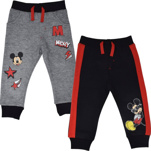 Disney Disney Mickey Mouse Παντελόνια για Αγόρια 2 Πακέτο Μαύρο/Γκρι 3T