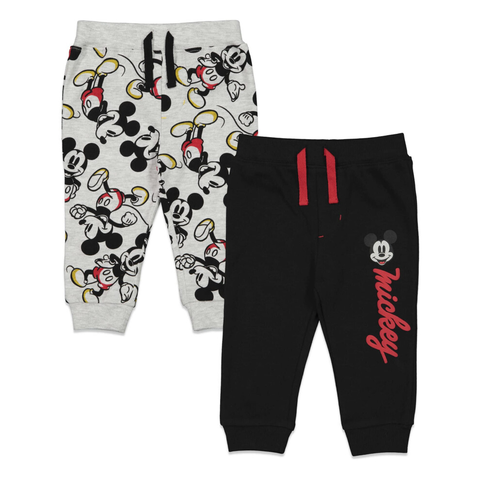 Disney Mickey Mouse Infant Baby Boys 2 Pack Drawstring Pants Black and