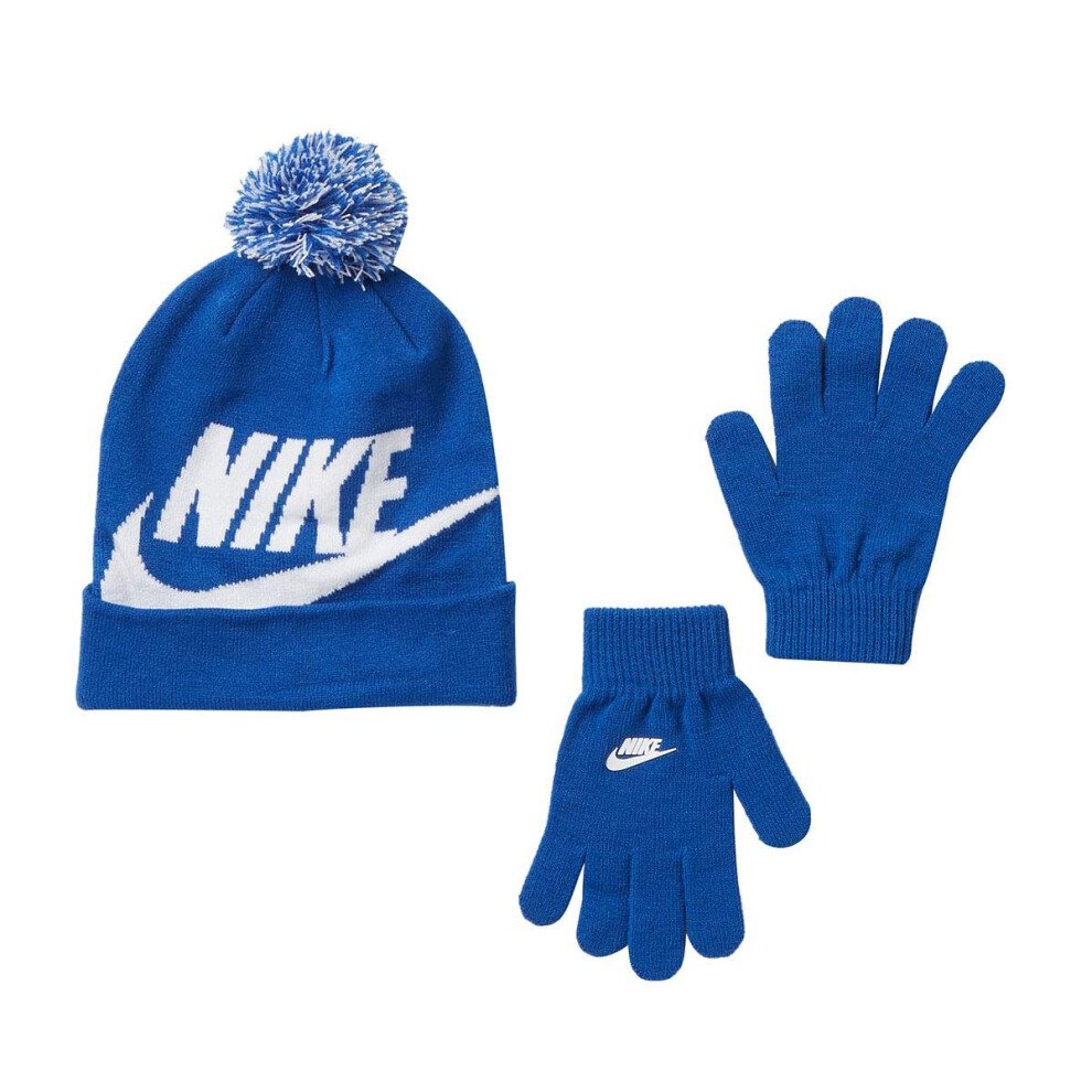 Nike Boy's Swoosh Pom Beanie Gloves Set (Little Kids/Big Kids) Game Ro