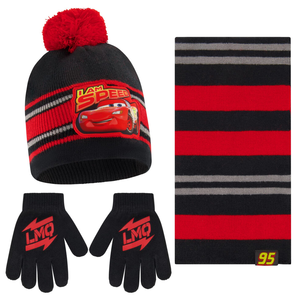 Disney Boys Toddler Winter Hat  Scarf & Mittens Set 2-4 Or Cars Lightn