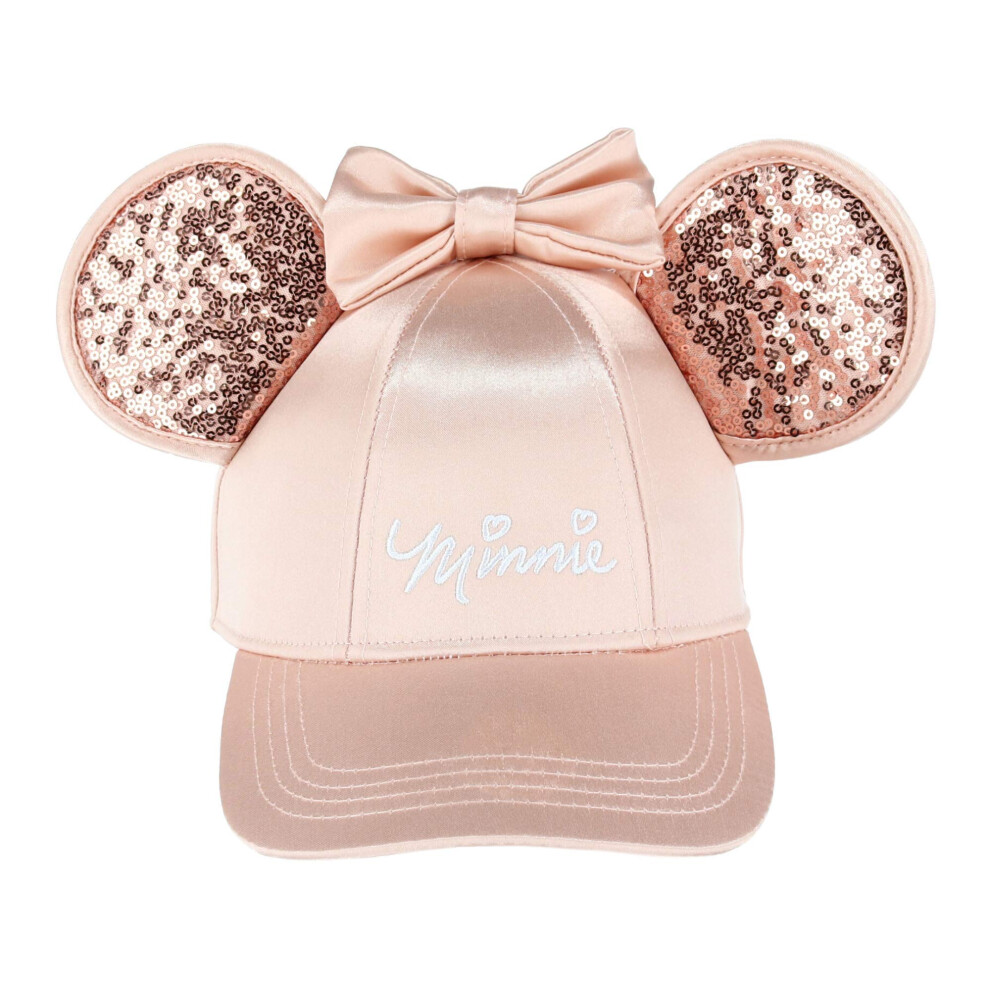 Disney Minnie Mouse Rose Gold Bling Ears Adjustable Hat