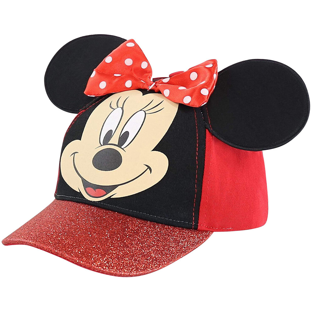 Disney Baseball Cap  Minnie Mouse Ears Adjustable Toddler 2-4  Red Gli