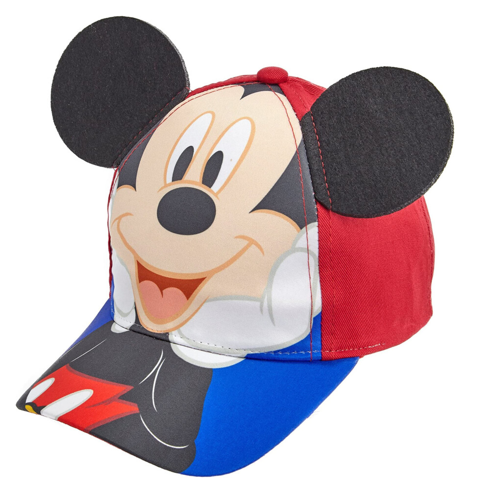 Disney Toddler Boys Mickey Mouse Cotton Baseball Cap Hat - Blue and Re