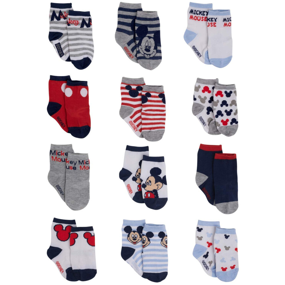 Disney Baby Boys Socks - 12 Pack Soft Newborn Baby Socks Character Pri