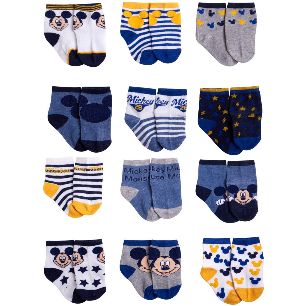 Disney Baby Boys Socks - 12 Pack Soft Newborn Baby Socks Character Pri