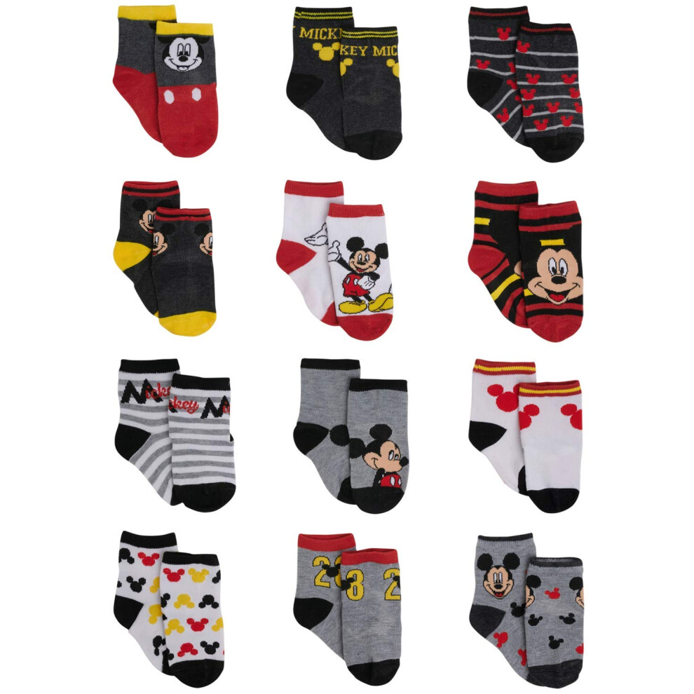 Disney Baby Boys Socks - 12 Pack Soft Newborn Baby Socks Character Pri