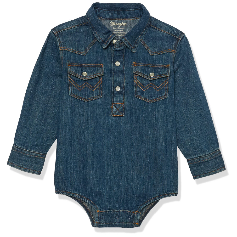 Wrangler Baby Boys' Western Long Sleeve Denim Bodysuit  6-9 Months