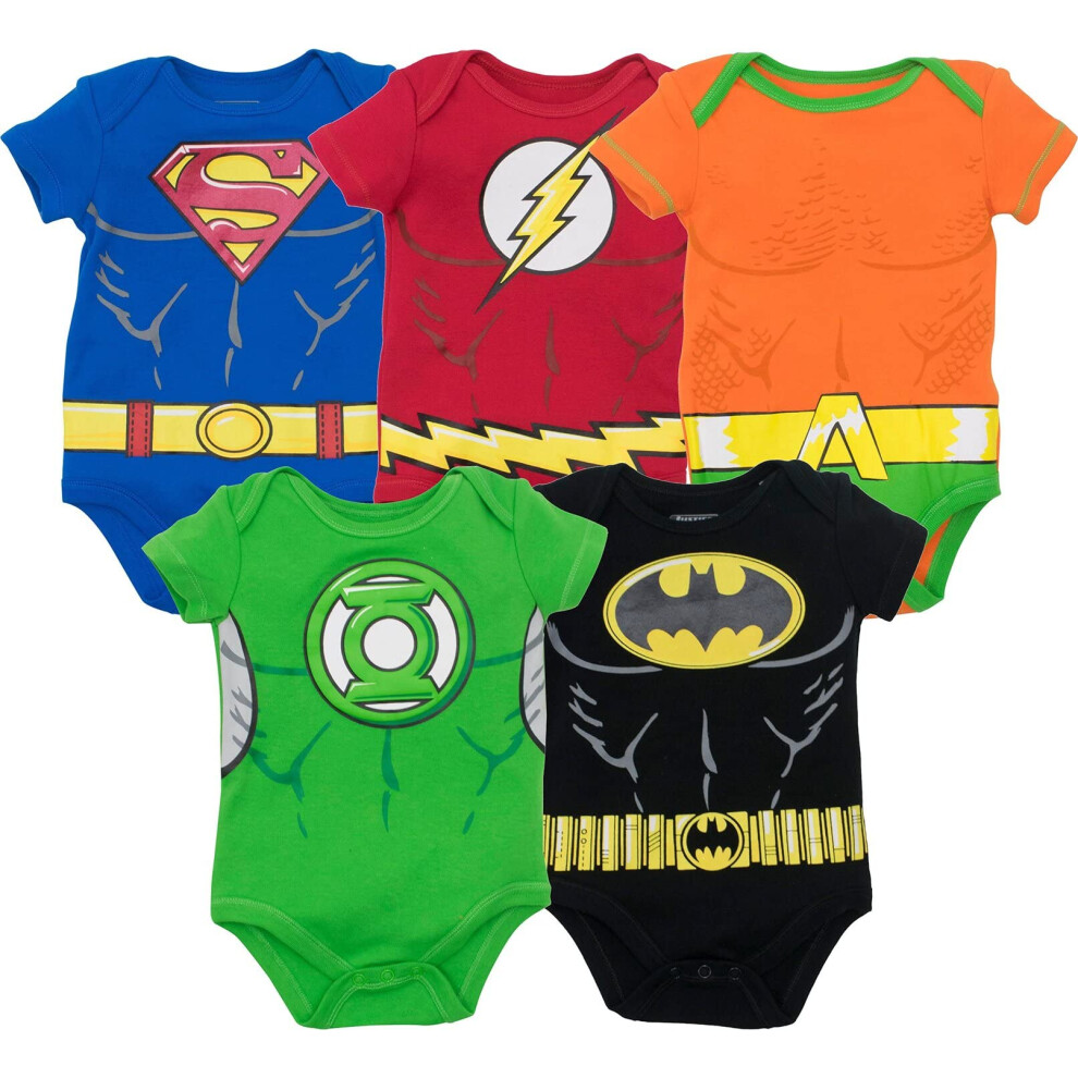 Warner Bros. Justice League Baby Boys' 5 Pack Superhero Bodysuits - Ba