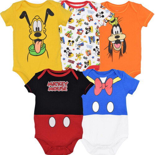 Disney Disney Mickey Mouse Donald Duck Pluto Garçon Bébé 5 Bodysuits Cuddly 24 Mois