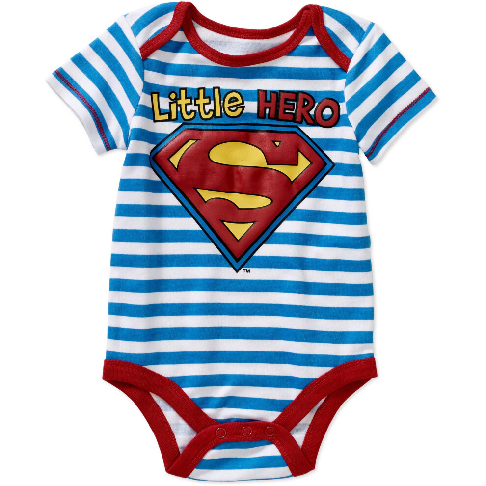 DC Comics Superman Baby Boy Short Sleeve Bodysuit Dress Up Outfit Blue