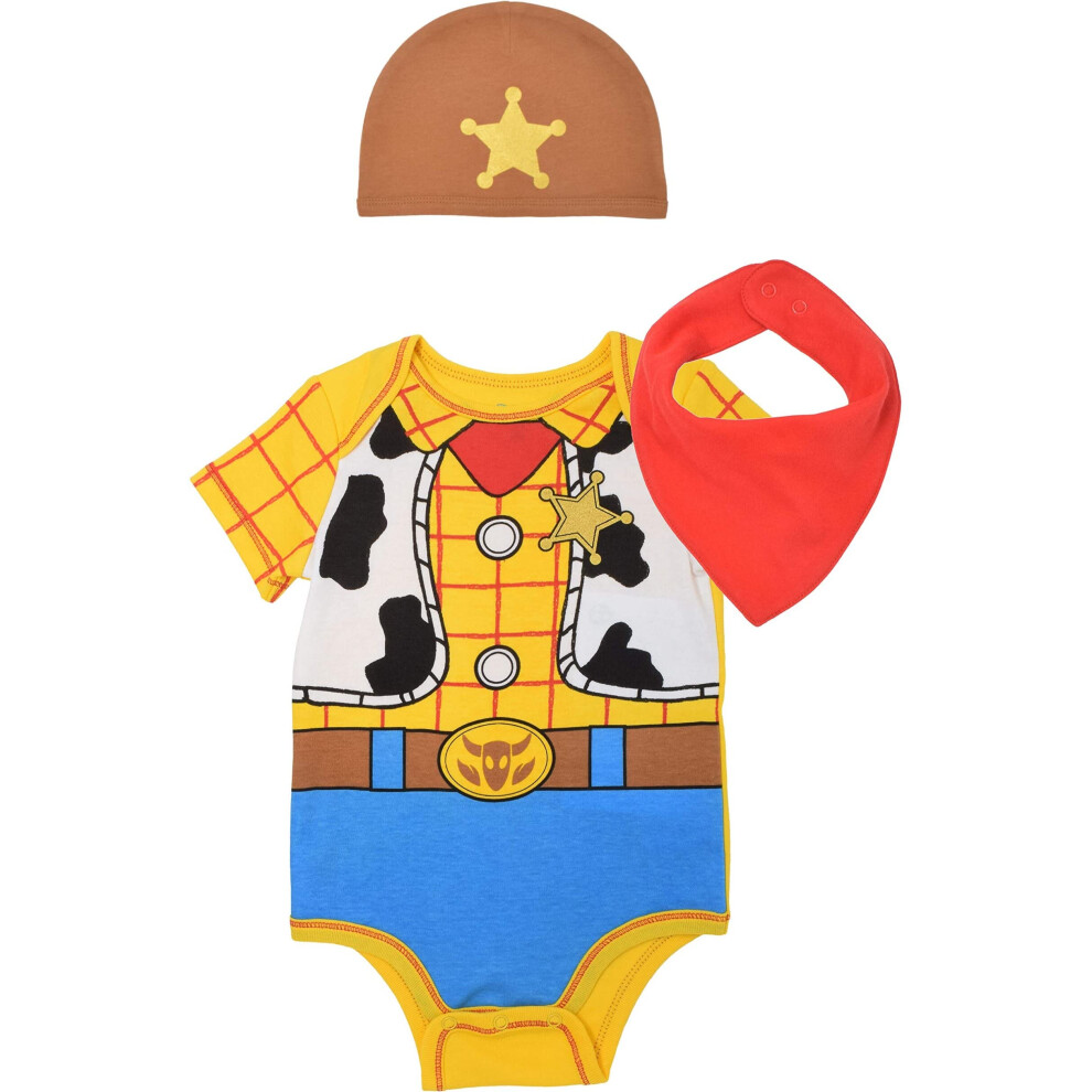 Disney Pixar Toy Story Woody Infant Baby Boys Cosplay Bodysuit Hat and