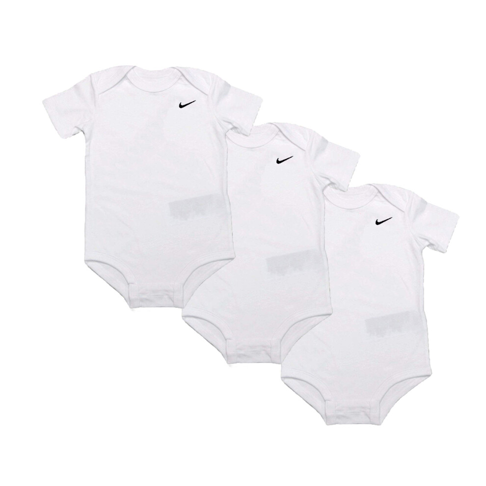 Nike Swoosh Three-Piece Infant Baby Bodysuit Set Newborn  White (Newbo