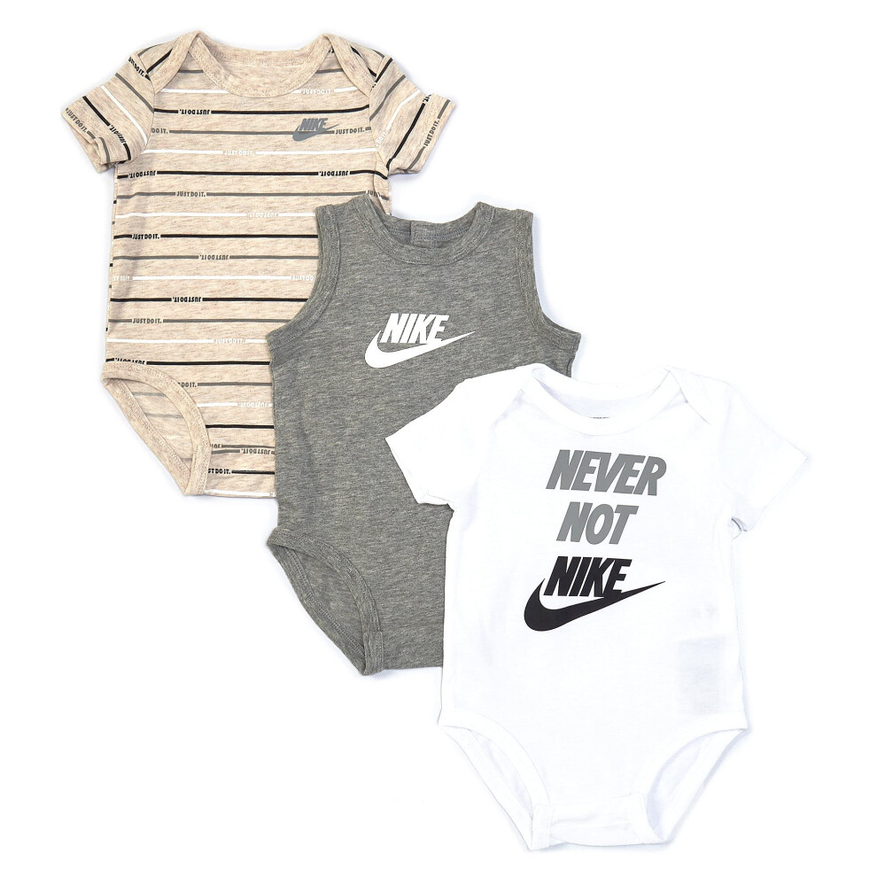 Nike Infant Baby Bodysuit 3 Pack (Dark Grey Heather(56F170-042)/White