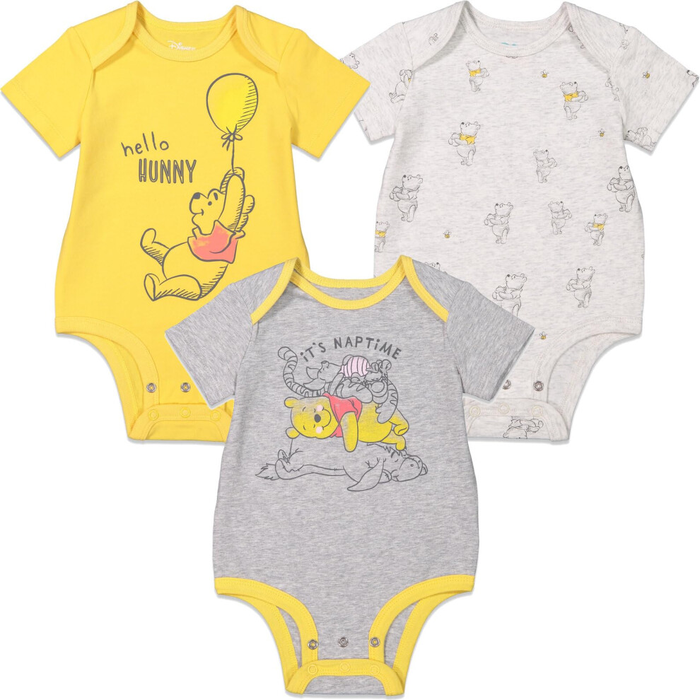 Disney Winnie the Pooh Newborn Baby Boys 3 Pack Bodysuits 3-6 Months