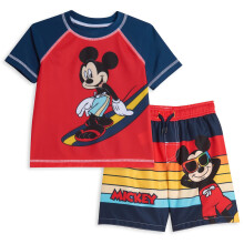 Disney Mickey Mouse Barn, Baby-Boys Badkläder Pullover Rash Guard och Badbyxor Set, 2T, Röd