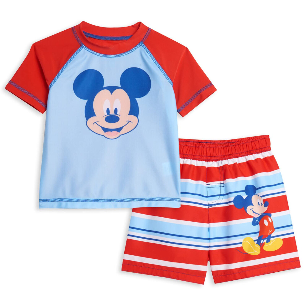 Disney Mickey Mouse Infant Baby-Boys Swimwear Rash Guard and Swim Trun