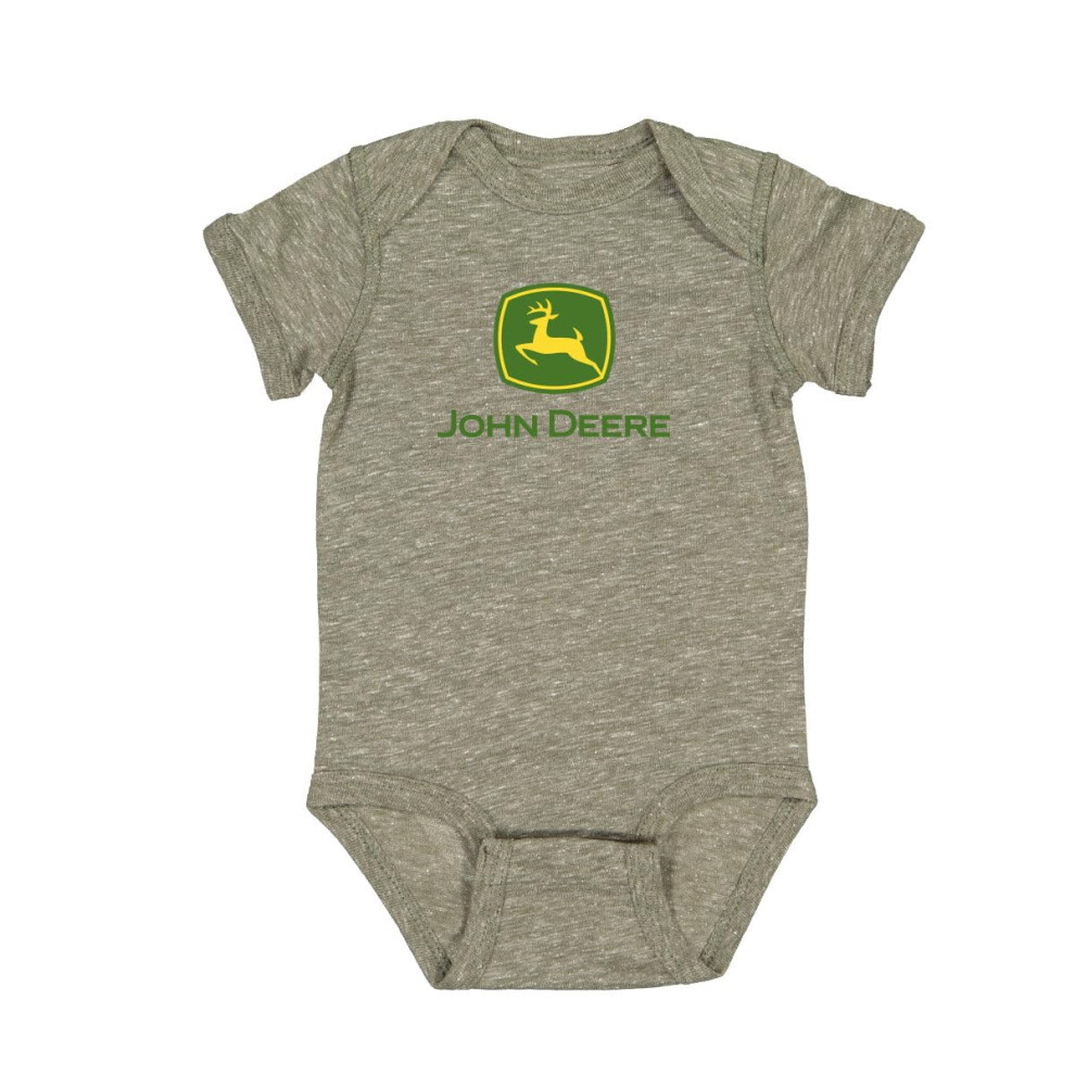 John Deere Baby Boy Short Sleeve Melange Bodysuit Green T-shirt-Olive-