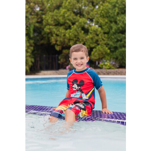 Disney Disney Top e Pantaloni da Bagno Mickey Mouse per Bambini, 2T, Rosso 1
