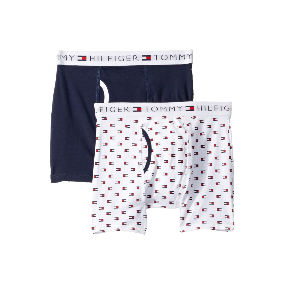 Tommy Hilfiger Boys' Boxer Brief Underwear  White AOP/Navy (2-Pack)  1