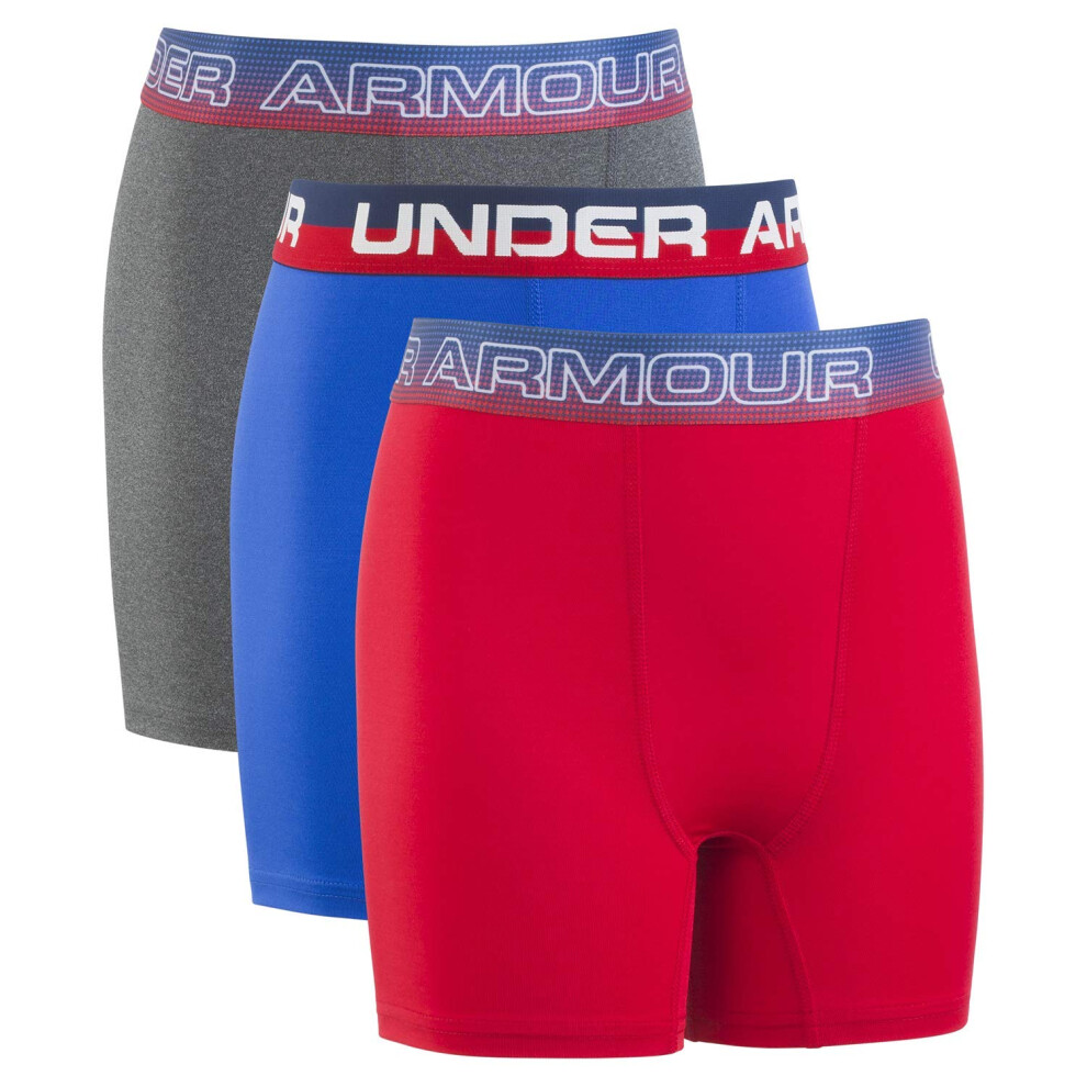 Under Armour Boys 3 Pack Performance Boxer Briefs Underwear, Ultra Blue F191, Large Us
