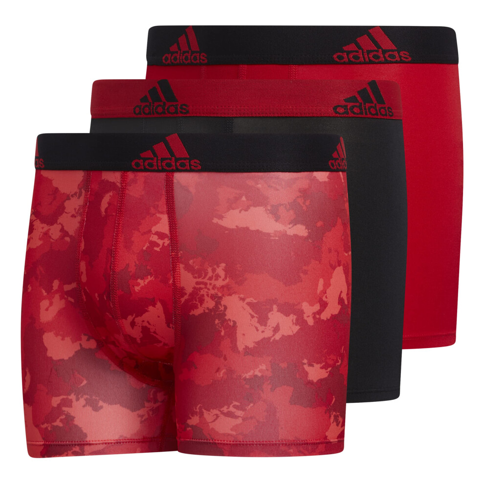 adidas Boys' Youth Performance Graphic 3-Pack Boxer Brief  Scarlet Con