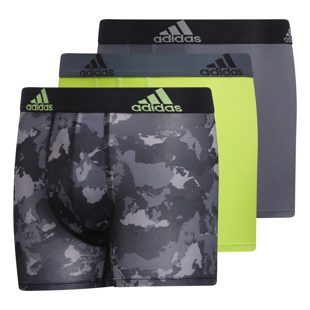 adidas Boys' Youth Performance Graphic 3-Pack Boxer Brief  Black Conti