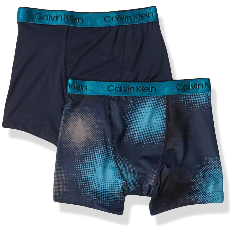 Calvin Klein Boys' Performance Boxer Briefs  Black Iris/Digi Dot  Medi