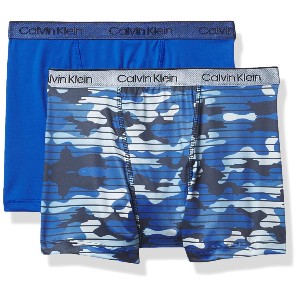 Calvin Klein Boys' Performance Boxer Brief Underwear  2 Pack  Camo/Blu