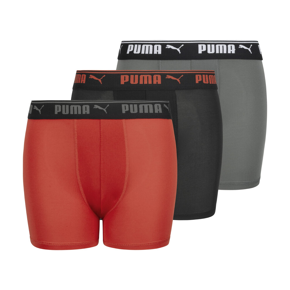 PUMA 3 Pack Boys' Performance Boxer Brief  Red/Castlerock  X-Large